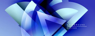 Soyut mavi tasarım üst üste binen şekiller, gradyanlar, dinamik kompozisyon. Çeşitli dijital projeler için modern arkaplan.