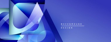 Soyut mavi tasarım üst üste binen şekiller, gradyanlar. Sancaklar ve sunumlar için modern estetik. Basit metin arkaplan tasarımı okur.
