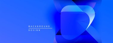 Soyut mavi tasarım üst üste binen şekiller, gradyanlar. Modern estetik dijital arka planlar ve sunumlar için uygundur. Temiz, canlı kompozisyon.