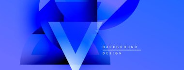 Soyut mavi tasarım keskin açılar, gradyanlar içerir. V harfi belirgin, metin arka plan tasarımı okuyor. Modern, canlı estetik..
