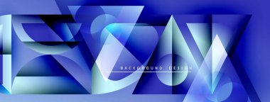 Soyut mavi tasarım geometrik şekiller, dinamik çizgiler içerir. Modern biçim, canlı renkler, uygun arkaplan ögesi.