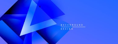 Soyut mavi şekiller dinamik bileşim yaratır. Gradyan efektler görsel derinliği, modern tasarım unsurunu arttırır. Arkaplan metni arkaplan tasarımı okur.