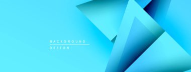 Soyut mavi arkaplan. Üst üste binen geometrik şekiller dinamik görsel efekt yaratır. Sancaklar ve sunumlar için modern tasarım uygun.