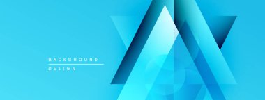 Soyut mavi geometrik şekiller kesişir. Modern tasarım gradyanlar, çizgiler, metin elementleri içerir. Dijital projeler için uygun temiz ve canlı bir arkaplan.