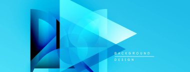 Soyut mavi tasarım üst üste binen şekiller, gradyanlar, modern estetik özellikler. Özgeçmiş ve sunumlar için uygun minimalist kompozisyon.