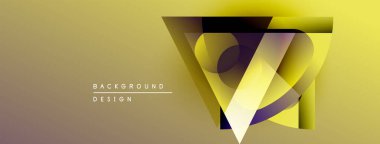 Soyut geometrik tasarım. Sarı, mor renkler üçgen şeklinde katmanlar oluşturur. Sunumlar ve markalaşma için modern arkaplan.