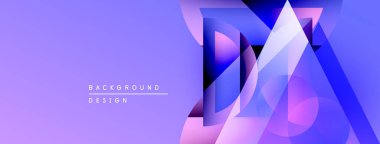 Soyut geometrik şekiller, mor renkler, modern tasarım. Gradyan arka plan dinamik görsel efekt yaratır. Minimalist stil.