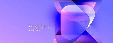 Soyut mor dizayn, üst üste binen şekiller, gradyanlar. Modern estetik dijital arkaplanlar ve sunumlar için uygundur.