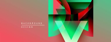 Soyut geometrik tasarım. Kırmızı, yeşil, turkuaz renk değişimi dinamik görsel efekt oluşturur. Modern arkaplan dokusu.