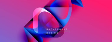 Soyut şekiller örtüşüyor, canlı pembe, mavi renkler yaratıyor. Modern tasarım elementleri dinamik bileşim, görsel ilgi.