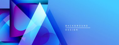 Soyut geometrik şekiller, canlı mavi gradyanlar, modern tasarım. Arkaplan teknoloji, yenilik ve dijital sanatı öneriyor.