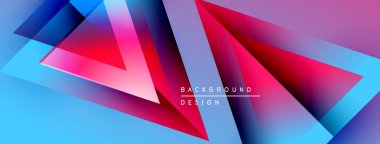 Soyut geometrik şekiller örtüşür, parlak mavi, pembe ve mor renkler yaratır. Tasarım metin arkaplanı, tasarım içerir. Modern estetik.