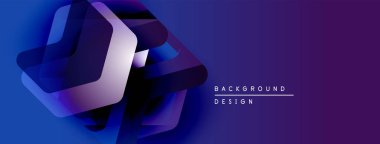 Soyut geometrik şekiller, canlı mavi mor gradyan. Modern tasarım elementleri dinamik görsel etki yaratır. Minimalist estetik.