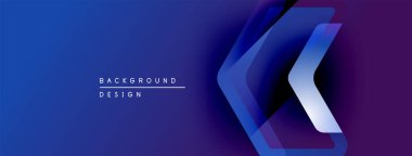 Soyut mavi eğimli arkaplan. Sembol şekilleri örtüşür ve dinamik görsel efekt yaratır. Sancaklar ve sunumlar için modern tasarım ögesi.