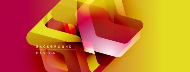Soyut geometrik şekiller, canlı gradyanlar. Kırmızı, turuncu, sarı renkler dinamik görsel efekt yaratır. Modern tasarım elemanları.