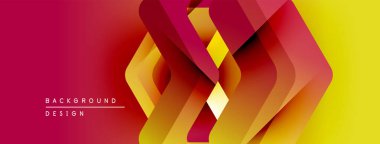 Soyut geometrik katmanlar canlı bir değişim etkisi yaratır. Kırmızı, sarı renkler dizaynın baskın rengidir, dinamik bir hareket olduğunu gösterir. Modern arkaplan.