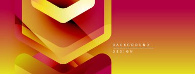 Soyut geometrik şekiller, canlı gradyanlar. Sarı, turuncu, kırmızı renkler tasarımda baskın. Modern estetik, dinamik kompozisyon.