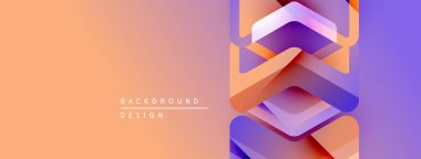 Soyut eğim arkaplanı. Üst üste binen kurdeleler dinamik görsel efekt yaratır. Şeftali, mor renkler kompozisyona hakim. Modern tasarım ögesi.