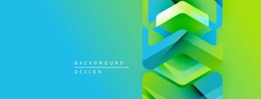 Soyut eğim arkaplanı. Geometrik şekiller, dinamik görsel efekt oluşturur. Mavi, yeşil renkler kompozisyona hakim. Modern tasarım ögesi.