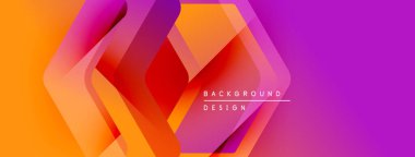 Soyut geometrik şekiller örtüşüyor, canlı turuncu ve pembe renkler yaratıyor. Modern tasarım elementleri dinamik görsel deneyim önerir.