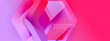 Soyut geometrik şekiller örtüşüyor, canlı pembe, mor renkler yaratıyor. Modern tasarım elementleri dinamik görsel deneyim önerir.