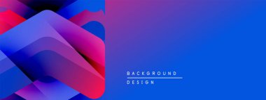 Soyut mavi mor tasarım. Üst üste binen şekiller dinamik görsel efekt yaratır. Pankartlar ve başlıklar için modern arkaplan uygun.