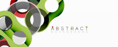 Modern soyut tasarım. Üst üste binen şekiller dinamik görsel efekt yaratır. Yeşil, gri, kırmızı renkler kompozisyona hakim. Temiz arkaplan odaklanmayı artırır.