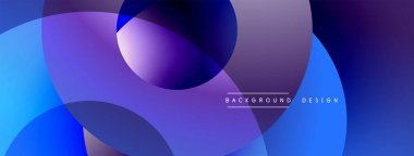 Soyut kompozisyon, üst üste binen daireler, canlı maviler, morlar. Modern tasarım dinamik görsel efekt yaratır. Yumuşak eğimler mevcut derinlik.