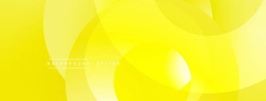 Parlak sarı soyut arka plan. Üst üste binen daireler dinamik görsel efekt yaratır. Sancaklar ve sunumlar için modern tasarım uygun.