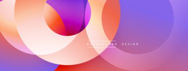 Soyut renkli çakışan daireler dinamik görsel akış yaratır. Gradyan gölgeler harmanlanır, modern arkaplan tasarımı oluşturulur.