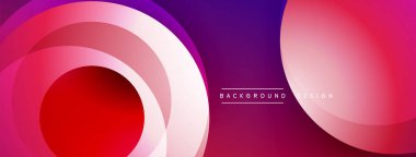 Soyut gradyan çemberler örtüşüyor, canlı pembe, mor renkler yaratıyor. Arkaplan ve sunumlar için modern tasarım ögesi.