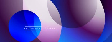 Soyut sıvı şekilleri örtüşür, parlak mor ve mavi renkler yaratır. Modern tasarım hareketi, enerjiyi, pürüzsüz geçişleri öneriyor.