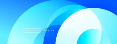 Soyut mavi arkaplan. Üst üste binen daireler dinamik değişim etkisi yaratır. Sancaklar ve web siteleri için modern tasarım uygun.