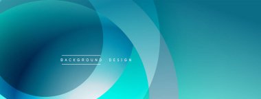 Soyut mavi arkaplan. Üst üste binen daireler dinamik görsel efekt yaratır. Modern tasarım elementleri akıcılık ve derinlik öneriyor.