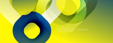 Soyut sarı tasarım, üst üste binen daireler. Gradyan gölgeler derinlik yaratır, modern estetik. Minimum metin arkaplan tasarımı okur.