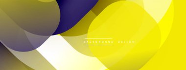 Soyut sarı, altın, mor şekiller örtüşüyor. Modern tasarım pürüzsüz eğimlere ve dinamik akışa sahiptir. Minimalist estetik, temiz sunum.
