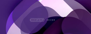 Soyut mor tasarım özellikleri üst üste binen yuvarlak şekiller. Gradyan etkileri olan modern, dinamik bir kompozisyon. Minimalist estetik.