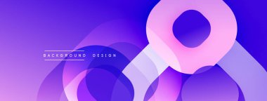 Soyut mor dizayn, üst üste binen şekiller, gradyanlar. Modern estetik, arka planlar ve sunumlar için uygun. Minimalist stil.