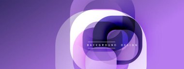 Soyut mor katmanlar akışkan şekiller yaratır. Yuvarlak formlar üst üste binerek, dinamik görsel efekt oluşturuyor. Metin arkaplan tasarımı okur.