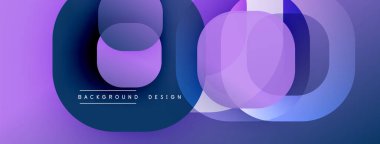 Soyut tasarım, üst üste binen daireler, gradyan mor renkler. Dijital projeler ve sunumlar için modern arkaplan uygun. Minimalist estetik.