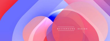 Üstüste binen şeffaf daireler içeren soyut bir kompozisyon. Renkler arasında kırmızı, mavi, pembe, mor renkler var. Modern tasarım ögesi.