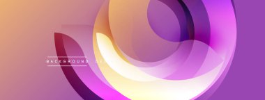 Soyut tasarım özellikleri üst üste binen daireler, gradyanlar. Sıcak tonlar baskın, modern görsel efekt yaratıyor. Metin arkaplan tasarımı okur.