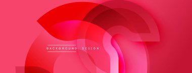 Soyut kırmızı tasarım üst üste binen yarı saydam şekiller. Modern estetik, arka planlar ve sunumlar için uygun. Minimalist tarz, canlı renkler.