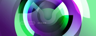 Soyut renkli katmanlar dinamik dairesel tasarım yaratır. Gradyan renkler harmanlanarak modern arkaplan dokusunu oluşturuyor. Pürüzsüz şekiller örtüşür.