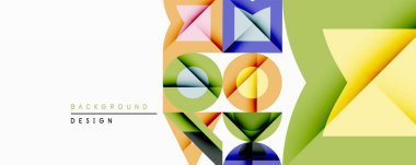 Soyut geometrik şekiller örtüşür ve canlı bir bileşim yaratır. Renkler düzgün bir şekilde harmanlanarak modern estetik sunuyor. Tasarım dinamik, taze, görsel olarak çekici geliyor..