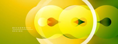 Soyut sarı tasarım. Üst üste binen daireler dinamik görsel efekt yaratır. Dereceli gölgeler derinlik sunar, modern estetik.