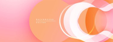 Soyut tasarım özellikleri üst üste binen turuncu, pembe katmanlar. Pürüzsüz gradyanlar modern, dinamik görsel efekt yaratır. Minimalist stil.