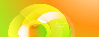 Soyut enerjik tasarım. Üst üste binen daireler dinamik görsel efekt yaratır. Gradyan renkler düzgün bir şekilde harmanlanarak modern estetik sunuyor.