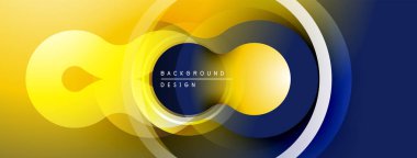 Soyut sarı, donanma tasarımı. Üst üste binen daireler sonsuzluk sembolü oluşturur. Modern gradyan arkaplan, parlak sunum.