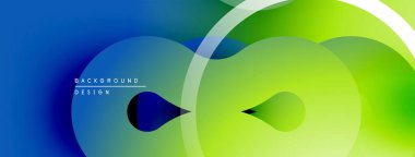 Soyut gradyan şekiller çakışıyor. Mavi yeşile geçişler, dinamik görsel efekt yaratır. Modern tasarım ögesi.